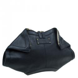 Pre Owned Alexander McQueen Black Leather Medium De Manta Clutch