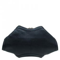 Pre Owned Alexander McQueen Black Leather Medium De Manta Clutch