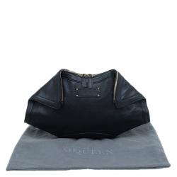 Pre Owned Alexander McQueen Black Leather Medium De Manta Clutch