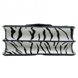 Pre Owned حقيبة كتف أليكساندر مكوين هيروين جلد ثعبان أسود/أبيض  شعر حصان وبلاستيك