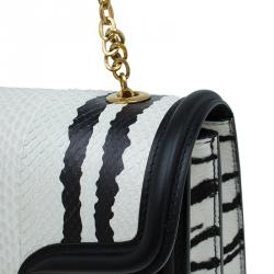 Pre Owned حقيبة كتف أليكساندر مكوين هيروين جلد ثعبان أسود/أبيض  شعر حصان وبلاستيك