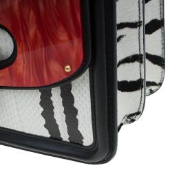 Pre Owned حقيبة كتف أليكساندر مكوين هيروين جلد ثعبان أسود/أبيض  شعر حصان وبلاستيك