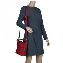 Pre Owned Alexander McQueen Red Leather De Manta Crossbody Bag