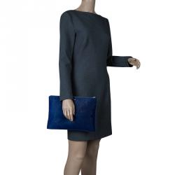 Pre Owned Alexander McQueen Blue Calf hair Kicks Clutch
