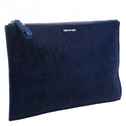 Pre Owned Alexander McQueen Blue Calf hair Kicks Clutch