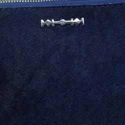 Pre Owned Alexander McQueen Blue Calf hair Kicks Clutch