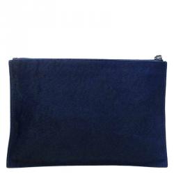 Pre Owned Alexander McQueen Blue Calf hair Kicks Clutch