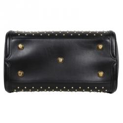 Pre Owned Alexander McQueen Black Leather Heroine Studded Satchel Bag