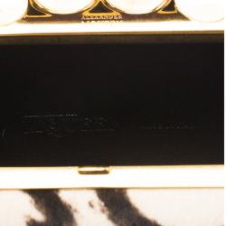 مملوكة مسبقًا Alexander McQueen Black/White Calf Hair Skull Knuckle Box Clutch