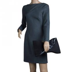 Pre Owned Alexander McQueen Black Smoke Print Satin Squeeze It Clutch 