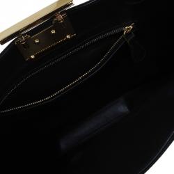 Pre Owned Alexander McQueen Black Smoke Print Satin Squeeze It Clutch 