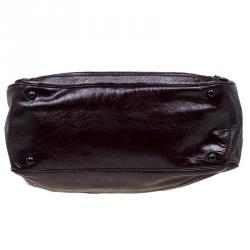 Pre Owned Alexander Mcqueen Burgundy Glazed Leather Hobo