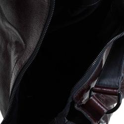 Pre Owned Alexander Mcqueen Burgundy Glazed Leather Hobo