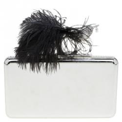 Pre Owned Alexander McQueen Silver Metal Bird with Feather Ring Knuckle Case