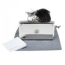 Pre Owned Alexander McQueen Silver Metal Bird with Feather Ring Knuckle Case