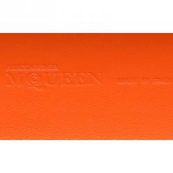 Pre Owned Alexander McQueen Red and Orange Leather Skull Knuckle Box Clutch