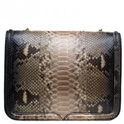 Pre Owned Alexander McQueen Bi Color Python Leather Heroine Chain Shoulder Bag