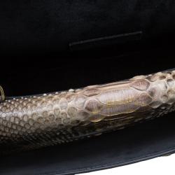 Pre Owned Alexander McQueen Bi Color Python Leather Heroine Chain Shoulder Bag