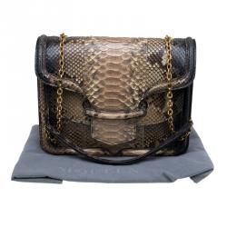 Pre Owned Alexander McQueen Bi Color Python Leather Heroine Chain Shoulder Bag