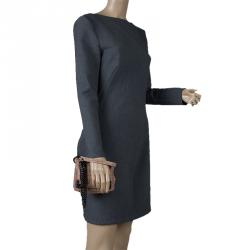 Pre Owned Alexander McQueen Beige Croc Embossed Leather Baby Frame Bag