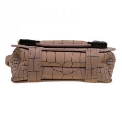 Pre Owned Alexander McQueen Beige Croc Embossed Leather Baby Frame Bag