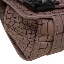 Pre Owned Alexander McQueen Beige Croc Embossed Leather Baby Frame Bag