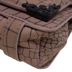 Pre Owned Alexander McQueen Beige Croc Embossed Leather Baby Frame Bag