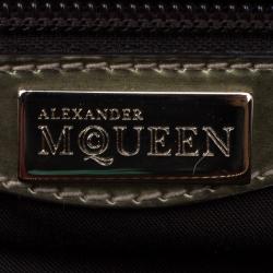 Pre Owned Alexander Mcqueen Gold Perforated Patent Leather Novak Satchel