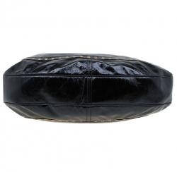 Pre Owned Alexander Mcqueen Black Patent Leather Wishbone Hobo