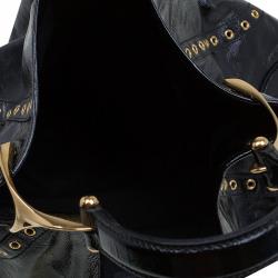 Pre Owned Alexander Mcqueen Black Patent Leather Wishbone Hobo