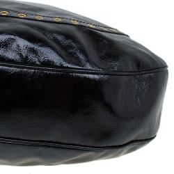 Pre Owned Alexander Mcqueen Black Patent Leather Wishbone Hobo