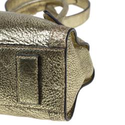 Pre Owned Alexander McQueen Gold Leather Mini De Manta Tote