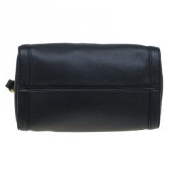 Pre Owned Alexander McQueen Black Grained Leather Padlock Tote
