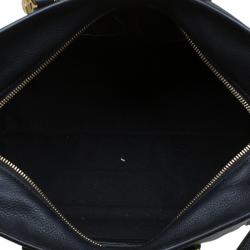 Pre Owned Alexander McQueen Black Grained Leather Padlock Tote