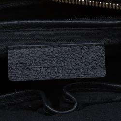 Pre Owned Alexander McQueen Black Grained Leather Padlock Tote