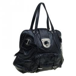 Pre Owned Alexander McQueen Black Leather Flapper Satchel
