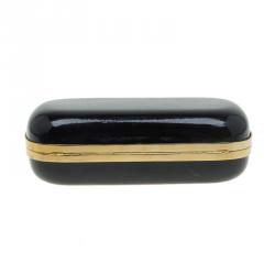 Pre Owned Alexander McQueen Black Patent Leather Skull Box Clutch