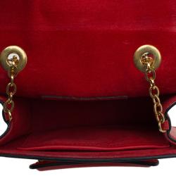 Pre Owned Alexander McQueen Red Leather Mini Heroine Chain Crossbody Bag