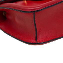 Pre Owned Alexander McQueen Red Leather Mini Heroine Chain Crossbody Bag