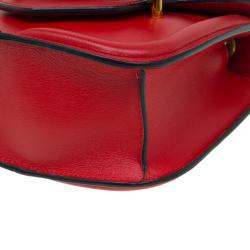 Pre Owned Alexander McQueen Red Leather Mini Heroine Chain Crossbody Bag