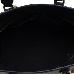 Pre Owned Alexander McQueen Black Grained Leather Padlock Tote