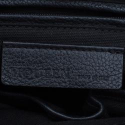 Pre Owned Alexander McQueen Black Grained Leather Padlock Tote