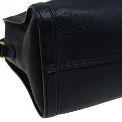 Pre Owned Alexander McQueen Black Grained Leather Padlock Tote