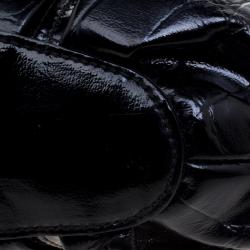 Alexander McQueen Black Croc Embossed Patent Leather Elvie Satchel