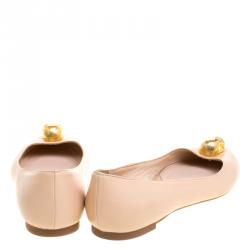 Pre Owned Alexander McQueen Beige Leather Skull City Ballet Flats Size 36