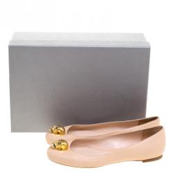 Pre Owned Alexander McQueen Beige Leather Skull City Ballet Flats Size 36