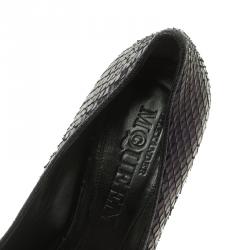 Pre Owned Alexander McQueen Two Tone Python Metallic Leather Peep Toe Platform Pumps Size 38