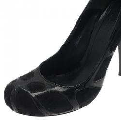 Pre Owned Alexander McQueen Black Suede and Leather Pumps Size 37.5 