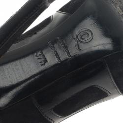 Pre Owned Alexander McQueen Black Suede and Leather Pumps Size 37.5 