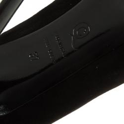 Pre Owned Alexander McQueen Black Suede Skull Peep Toe Pumps 37